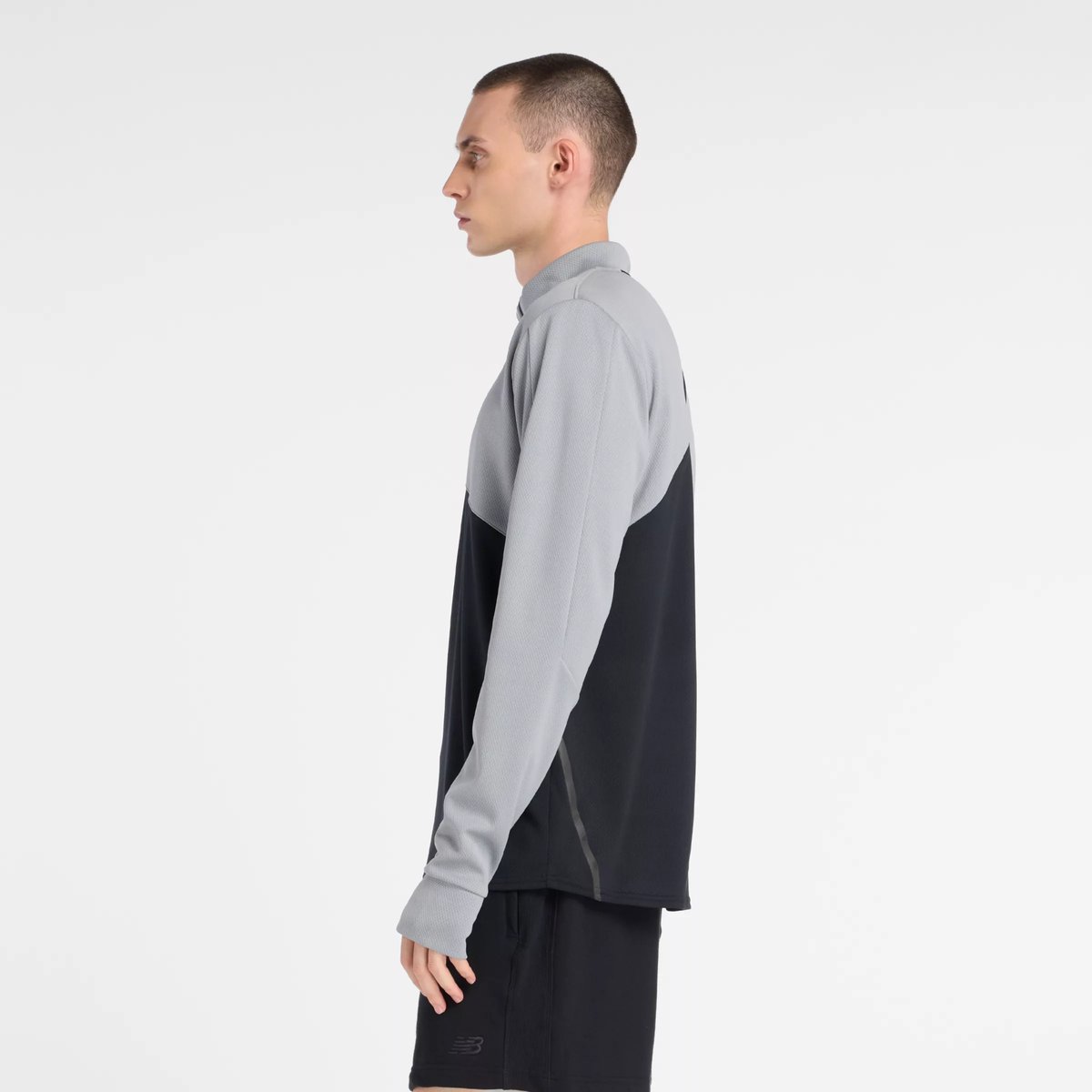 Utility Knit 1/4 Zip T-shirt col montant manches courtes. gris - yst, NEW BALANCE