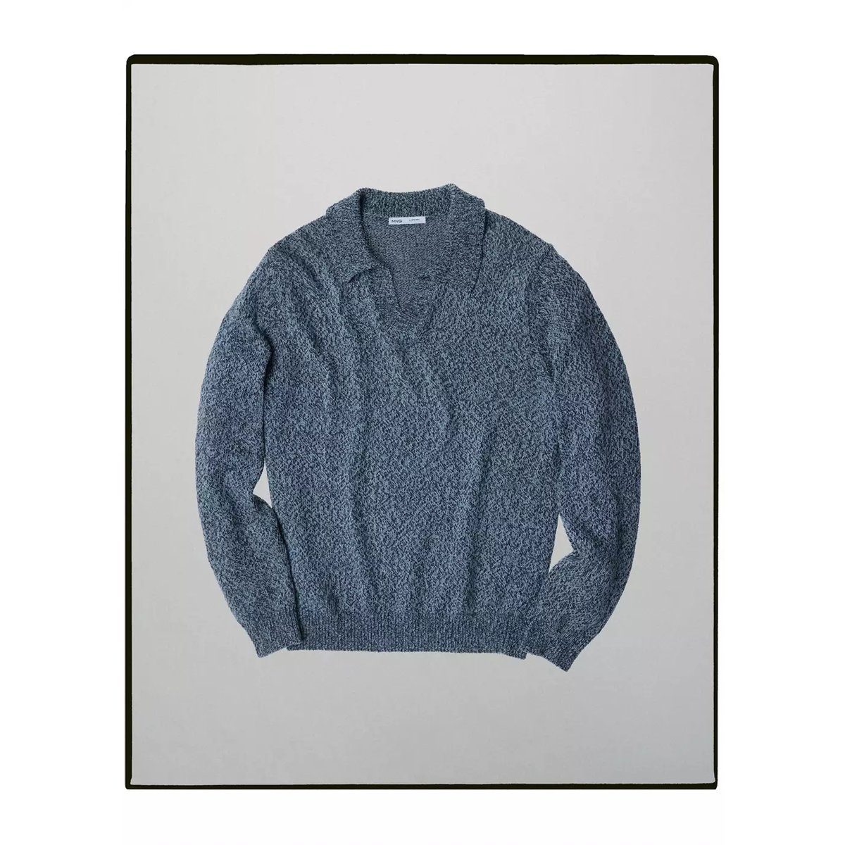 Polo en jersey 100 % filé Pinori Filati bleu indigo, MANGO MAN