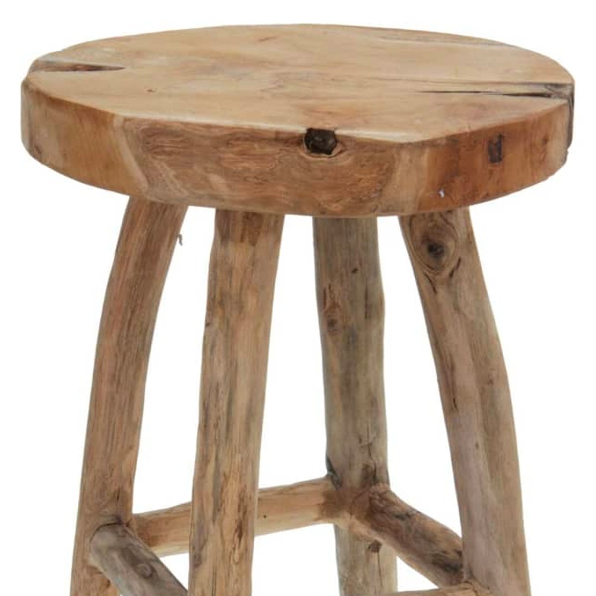 Tabouret rustique rond en teck 30x30x42cm bois, WADIGA