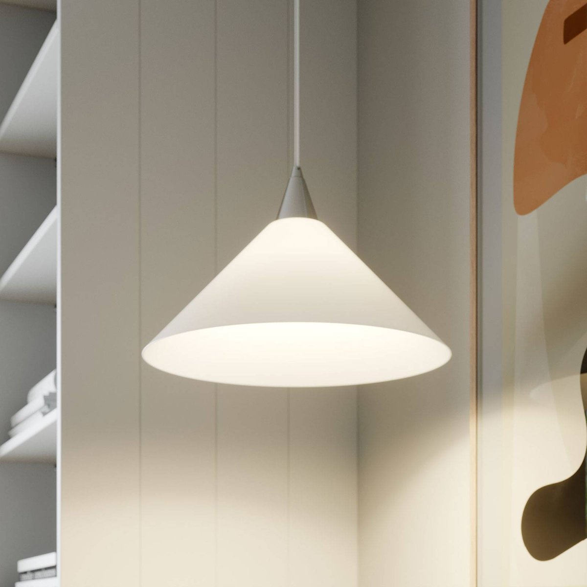 Suspension en verre moderne, Petra blanc, LINDBY