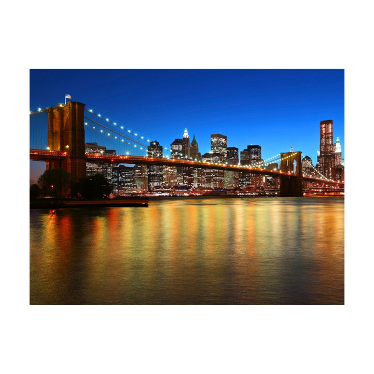 Papier peint intissé panoramique Ville et Architecture Pont de Brooklyn au crépuscule - New York bleu, EDEN