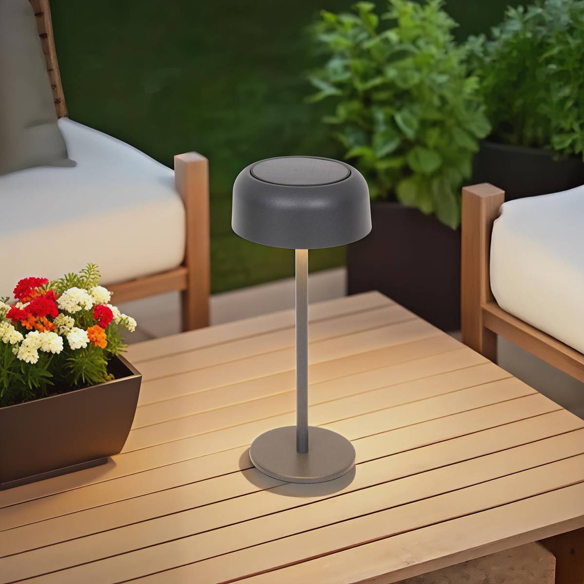 Lampe solaire tactile rechargeable USB BOLTY gris graphite, HESPERIDE