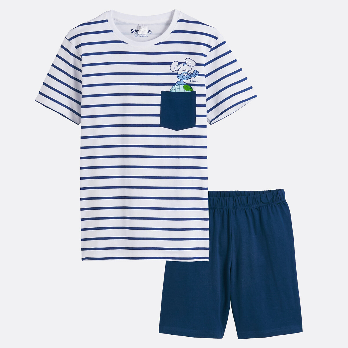 Pyjashort rayé Schtroumpfs rayé blanc/bleu marine, SCHTROUMPFS