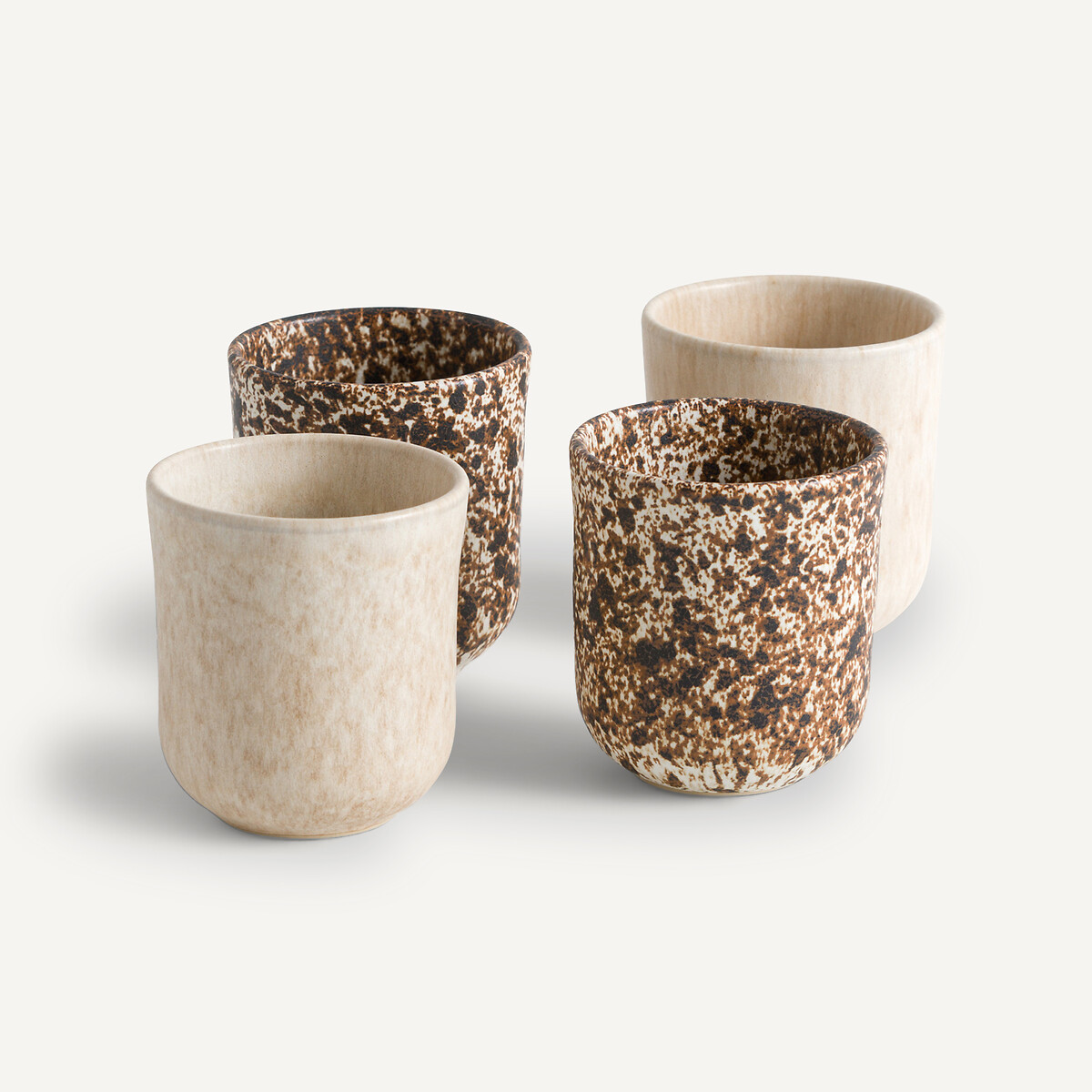 Lot de 4 tasses en grès mat, Rusty marron beige, AM.PM