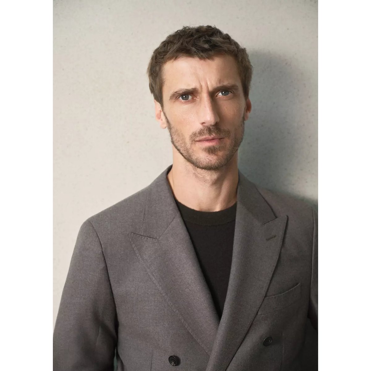 Veste de costume croisée slim fit en flanelle beige, MANGO MAN