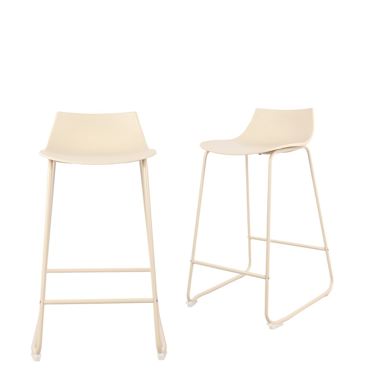 Lot de 4 chaises de bar en plastique et métal H66cm- LAMER beige, DRAWER