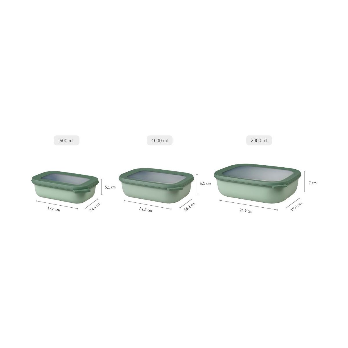 Boîte hermétique cirqula rectangulaire 1L Nordic Sage couleur unique, ROSTI MEPAL