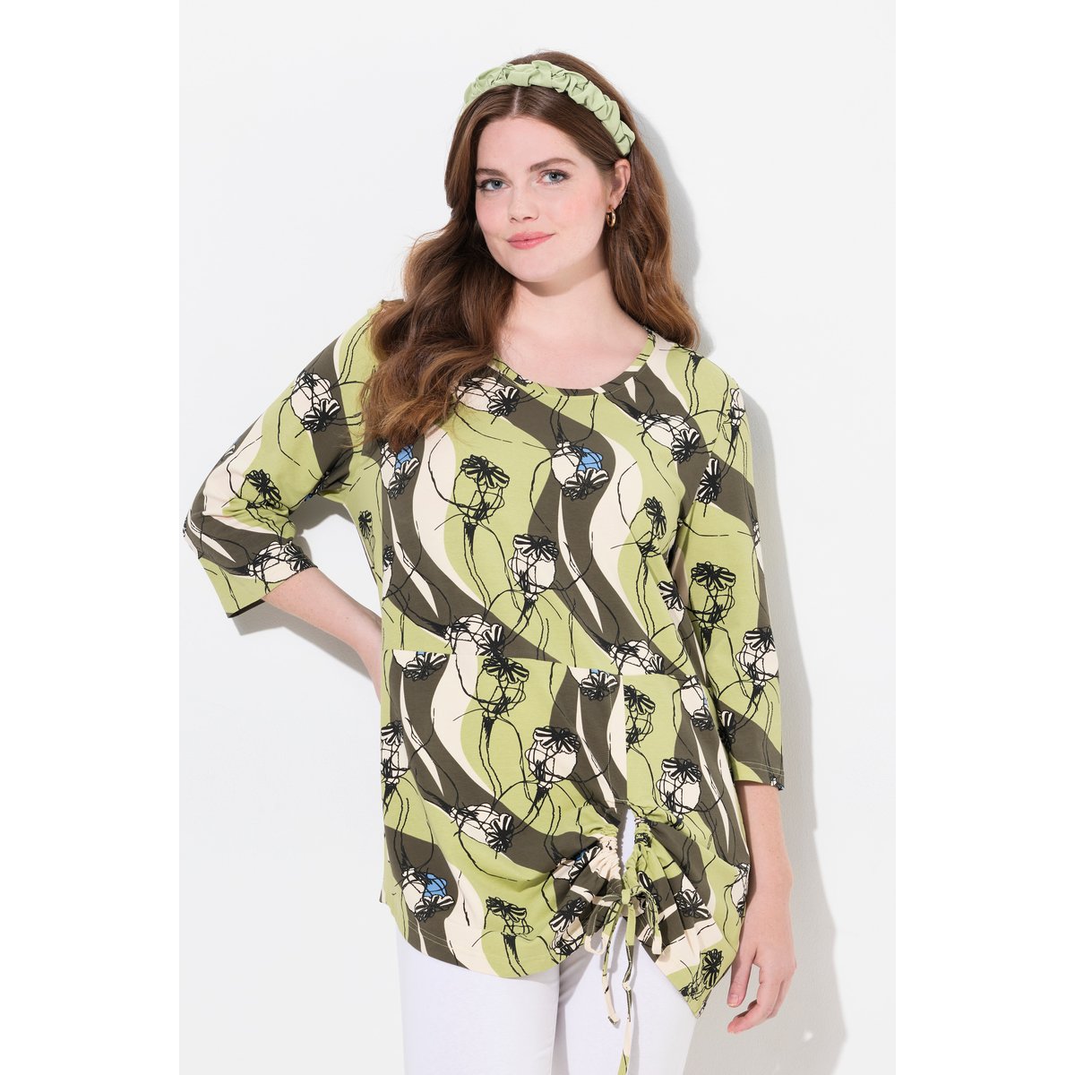 Long T-Shirt, Coupe A-Ligne, Encolure Ronde algue, ULLA POPKEN