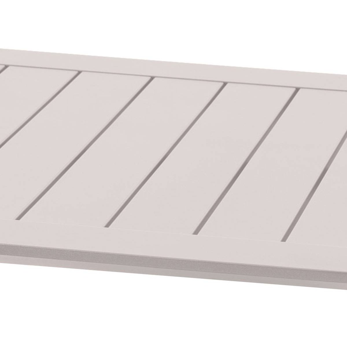 Table basse de jardin carrée en aluminium à lattes ALLURE blanc chaud, HESPERIDE
