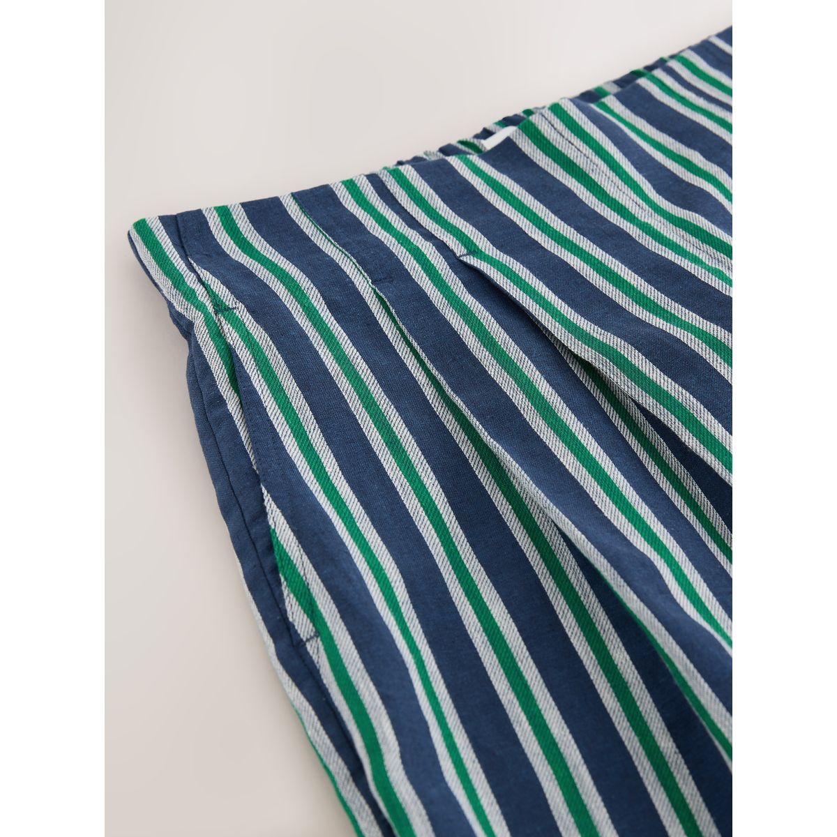 Bermuda en lin mélangé n. premium rayures bleu marine/vert, NEXT