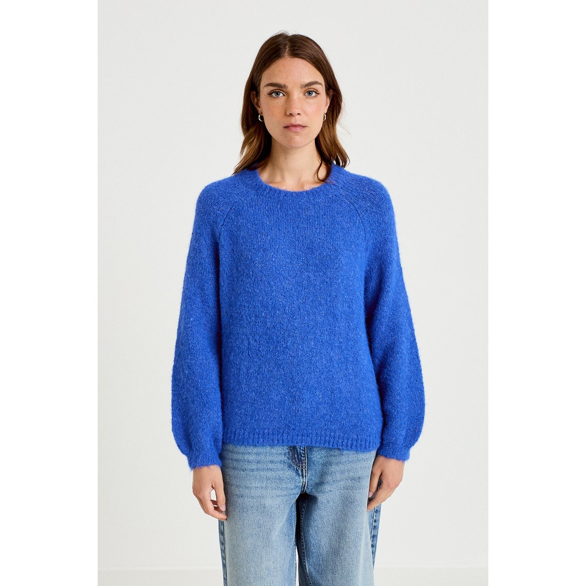 Pull ample col rond manches longues bleu electrique, CACHE CACHE