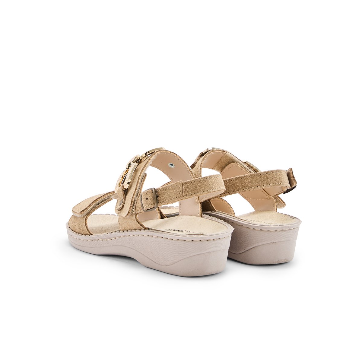 Sandales à scratch bijou fantaisie marron, PEDICONFORT