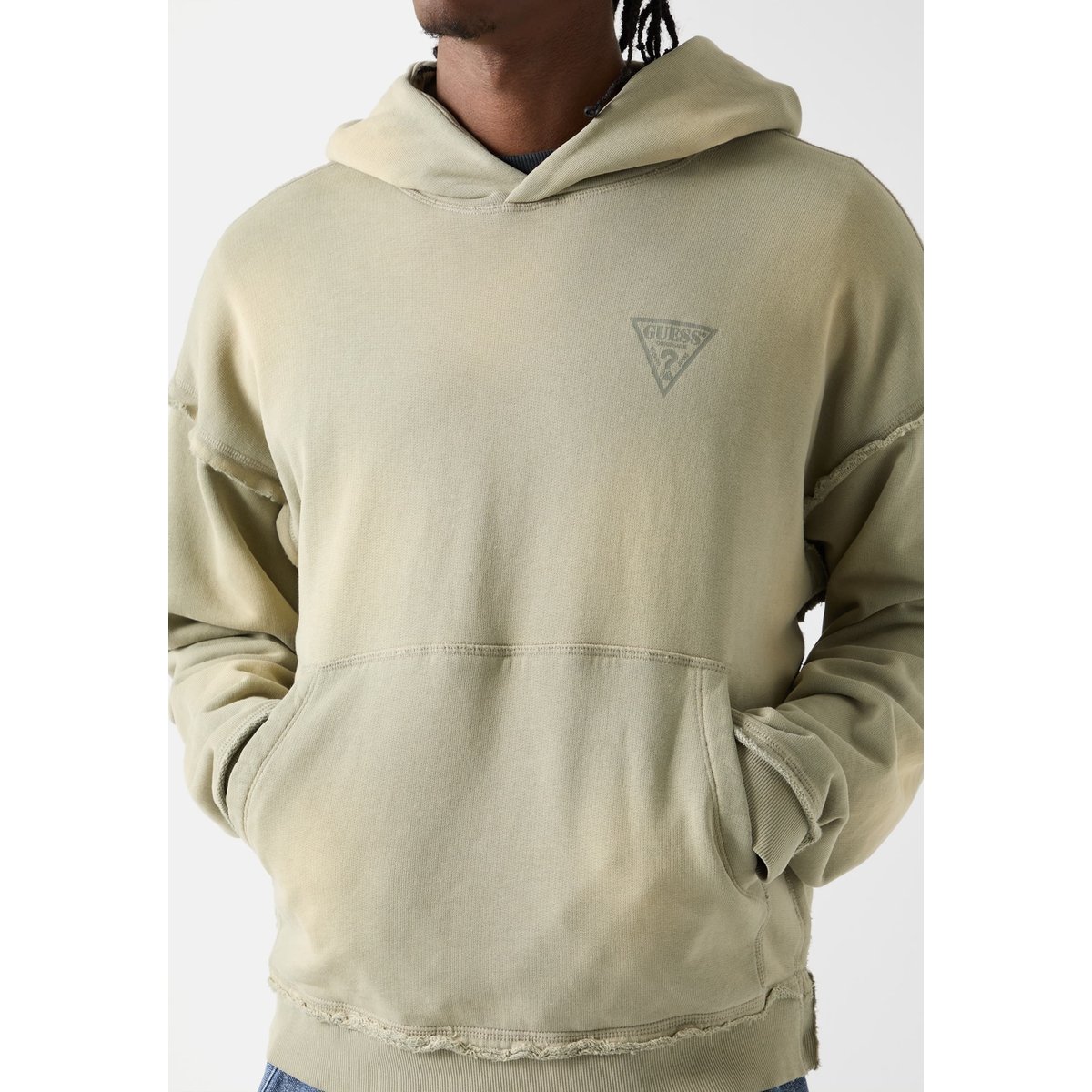 Sweat À Capuche Effet Délavé vert multi, GUESS JEANS