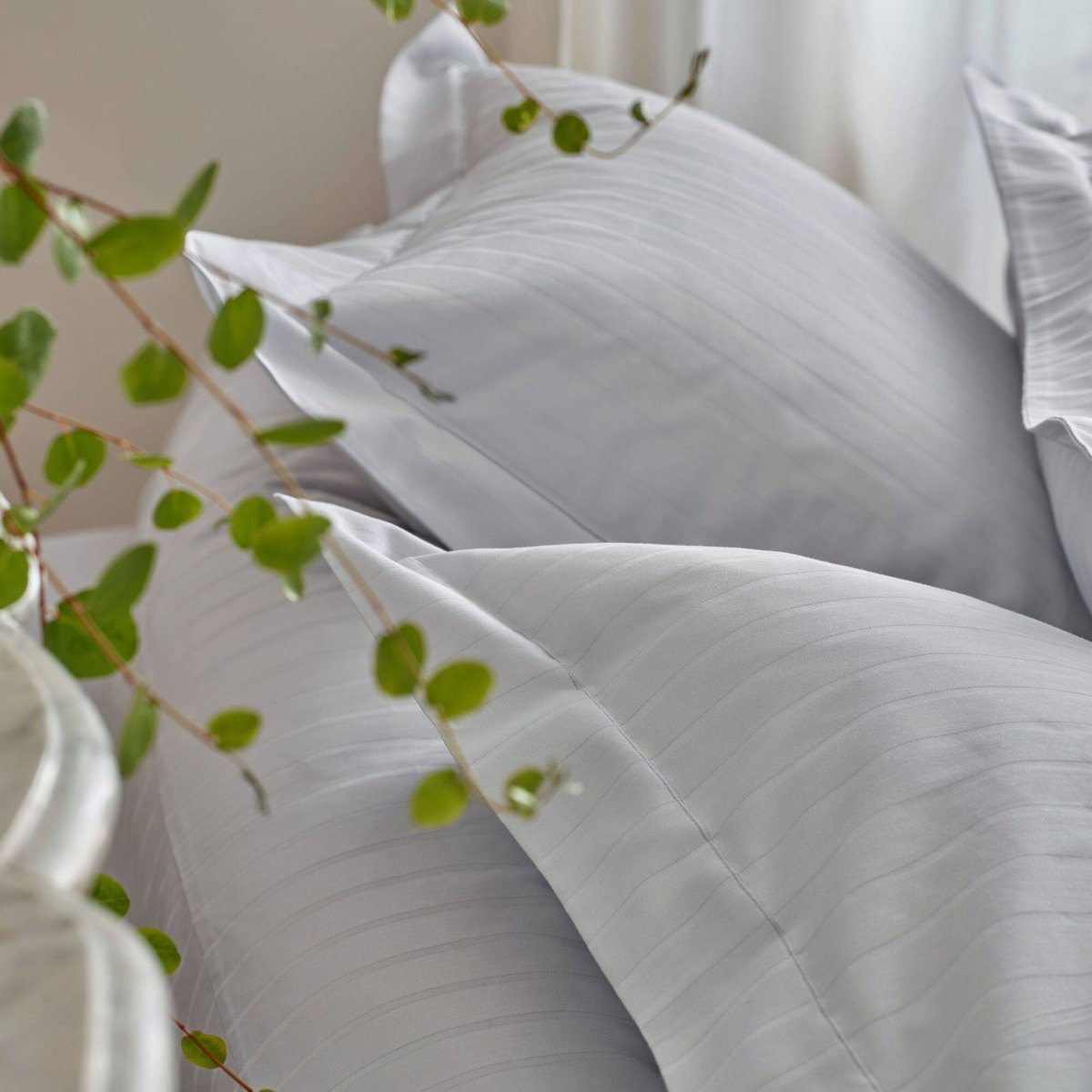 Parure de lit satin - DIVINE métal, BLANC DES VOSGES
