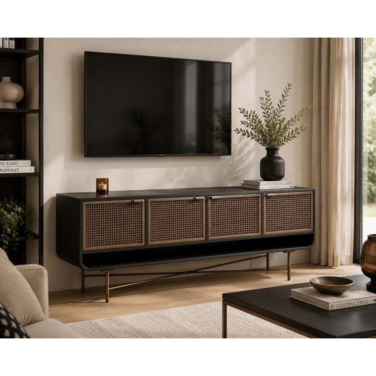 Meuble TV en Acier - ALLIAGE gris, MATHI DESIGN