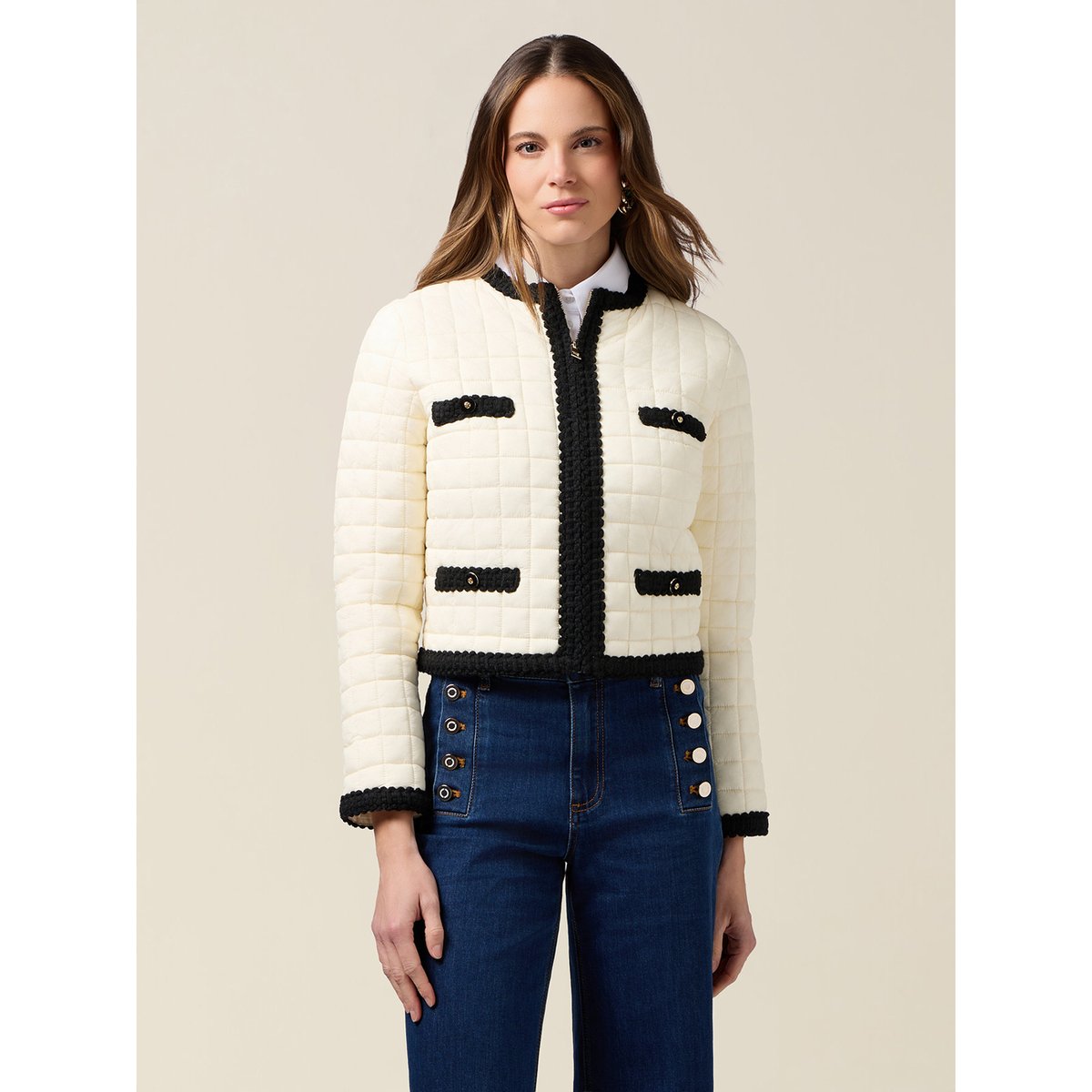 Veste matelassée légère rembourrée bicolore blanc, OLTRE