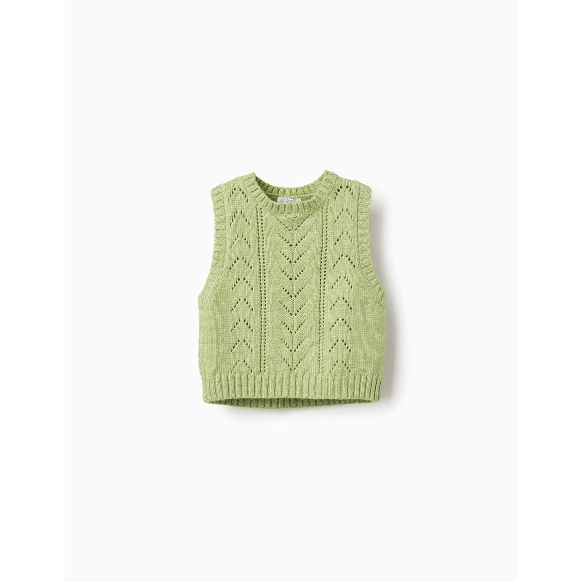 Gilet sans manches en maille ajourée vert clair, ZIPPY