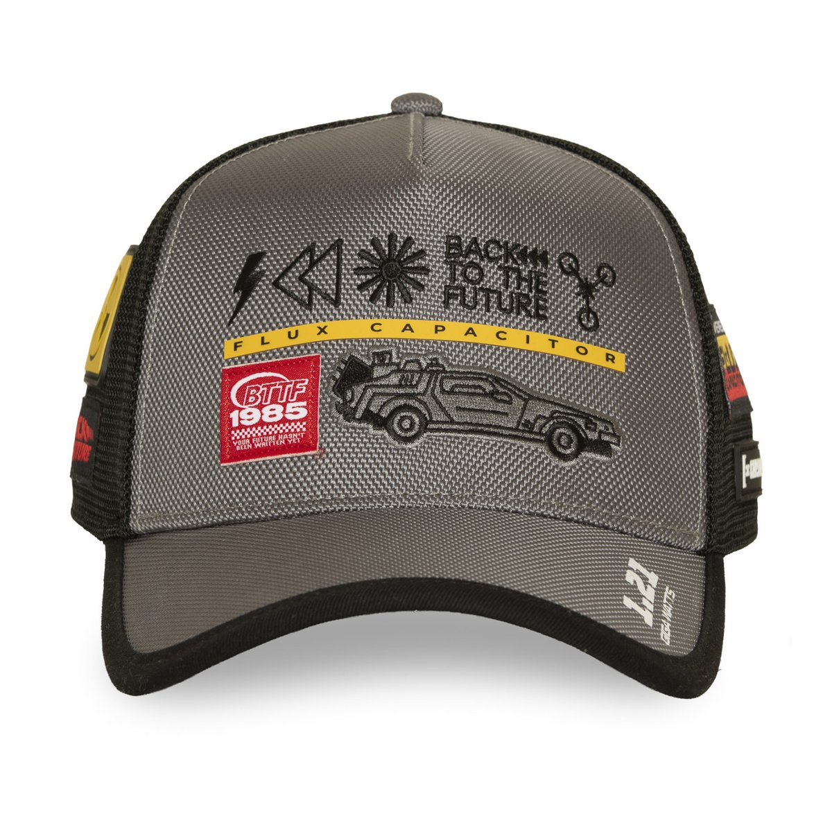 Casquette trucker Retour vers le Futur gris/noir/jaune/blanc/rouge, CAPSLAB