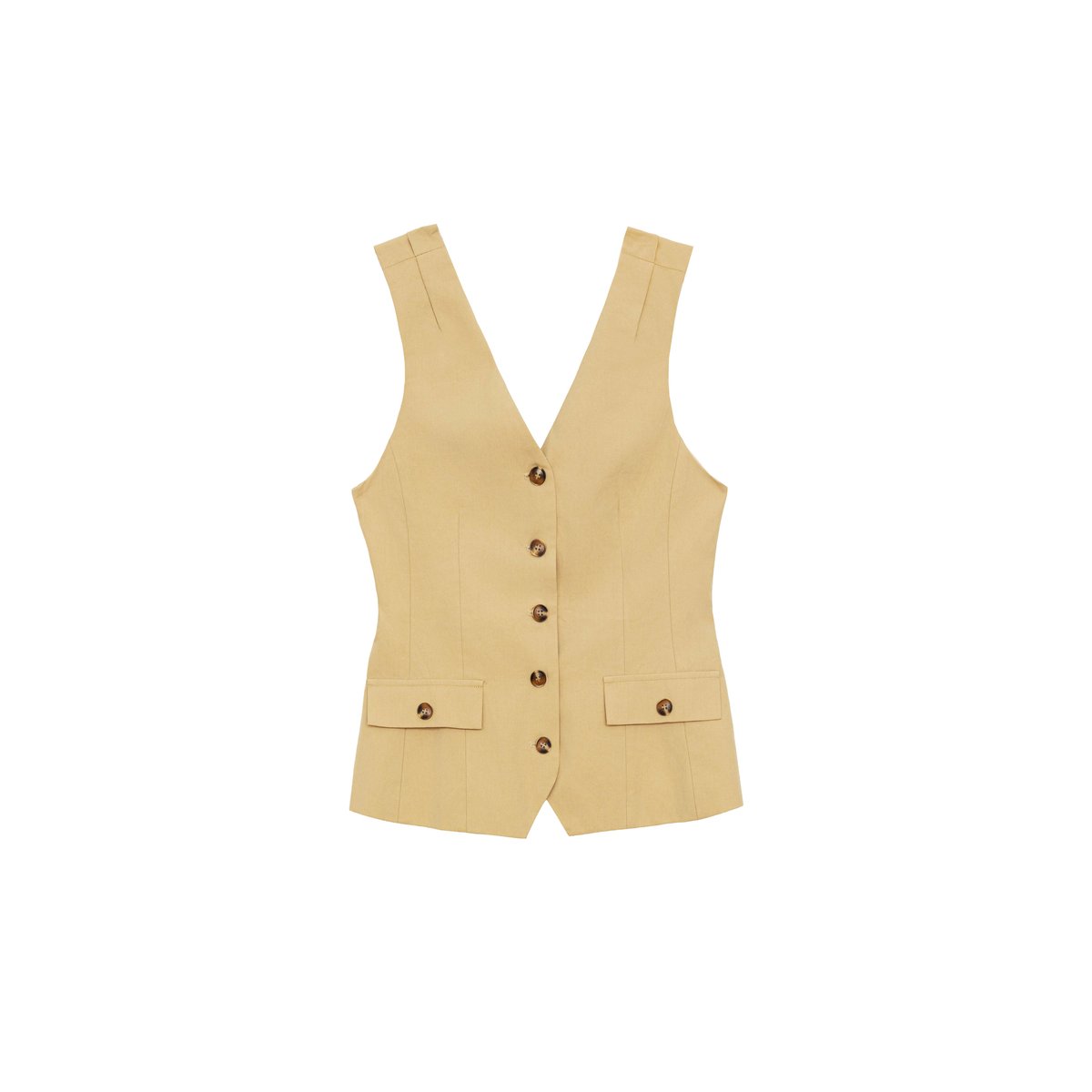 Gilet  col v  uni NEA 15-camel, LA PETITE ETOILE