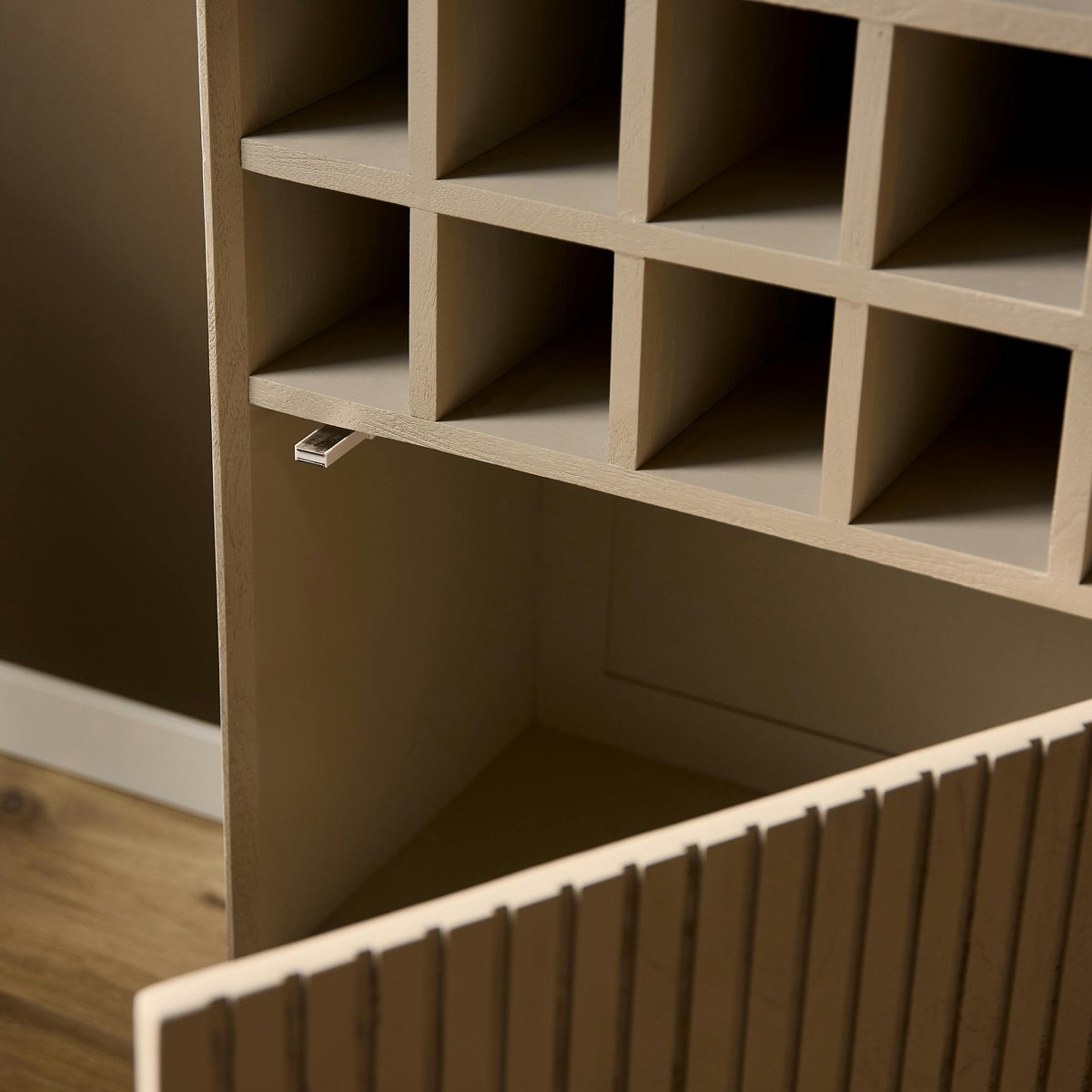 Minibar de salon en bois 1 porte CORTINA beige, PIER IMPORT