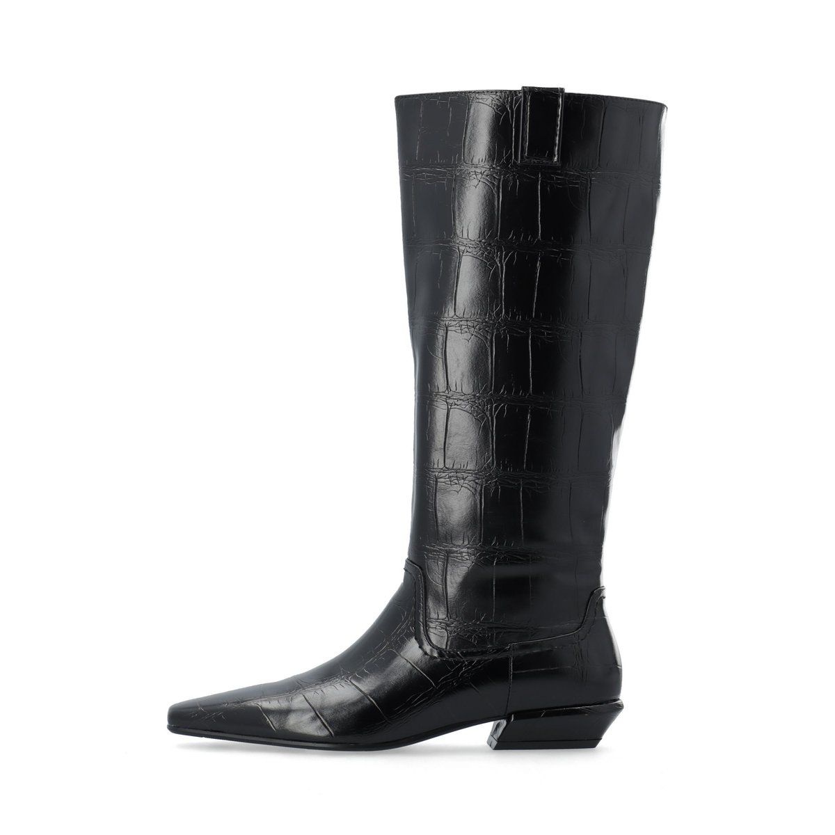 Bottes Au Genou noir - blackcroco1, BIANCO