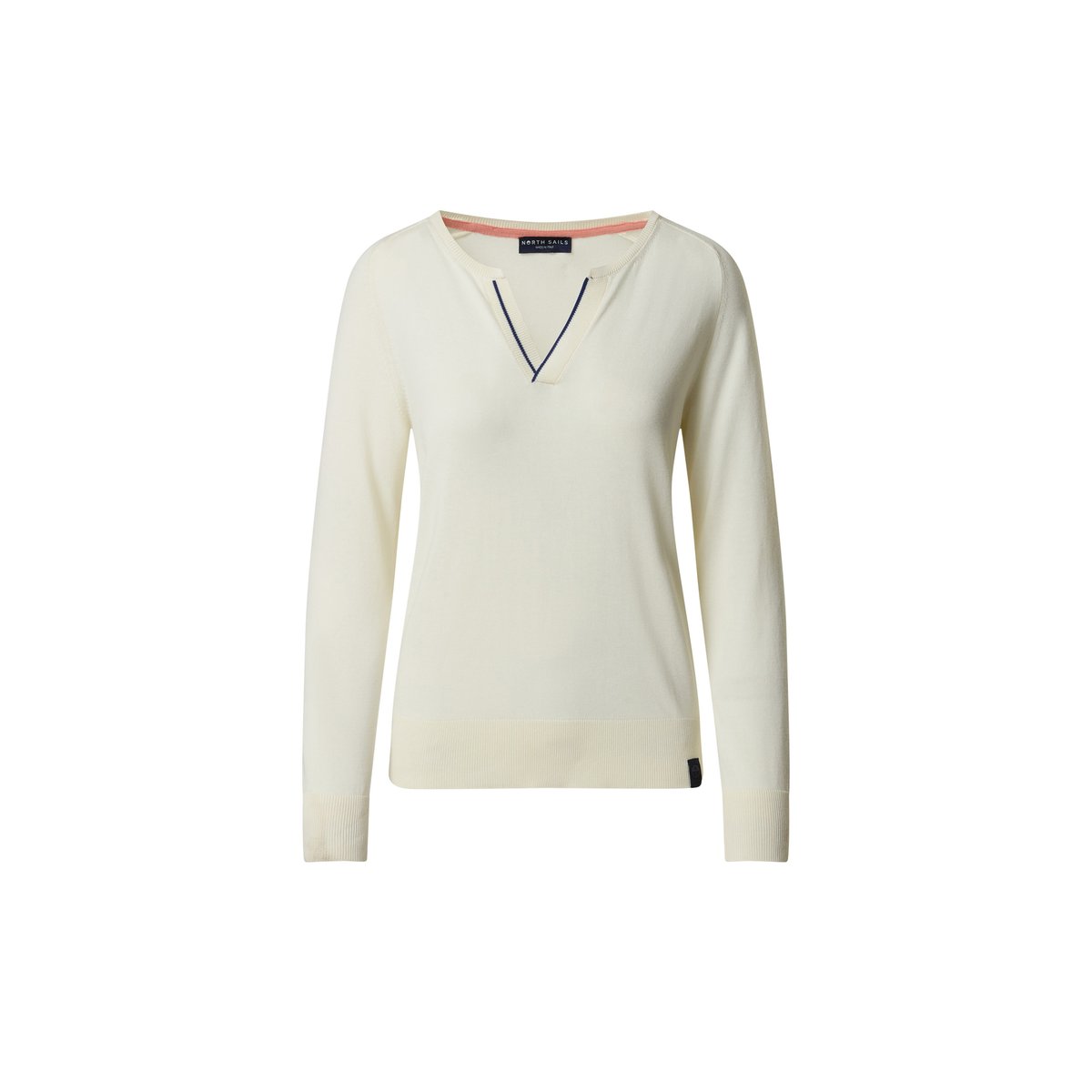 Pull en coton viscose à col en V guimauve, NORTH SAILS