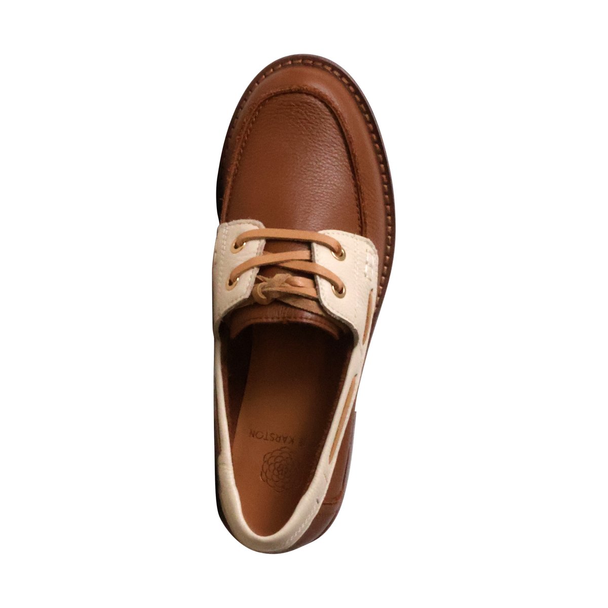 Mocassin Cuir Flore cognac, EMILIE KARSTON