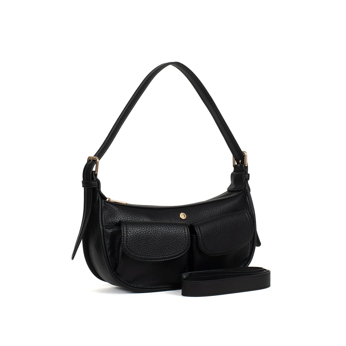 Sac porté épaule 1 anse ELLA noir, HEXAGONA
