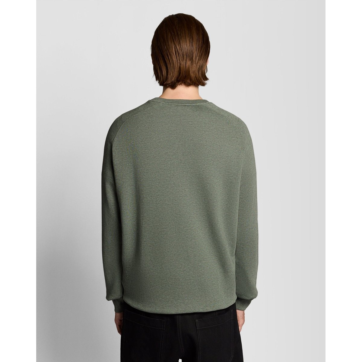 Sweat-shirt en coton chiné raglan vert kaki tri chiné, LYLE & SCOTT
