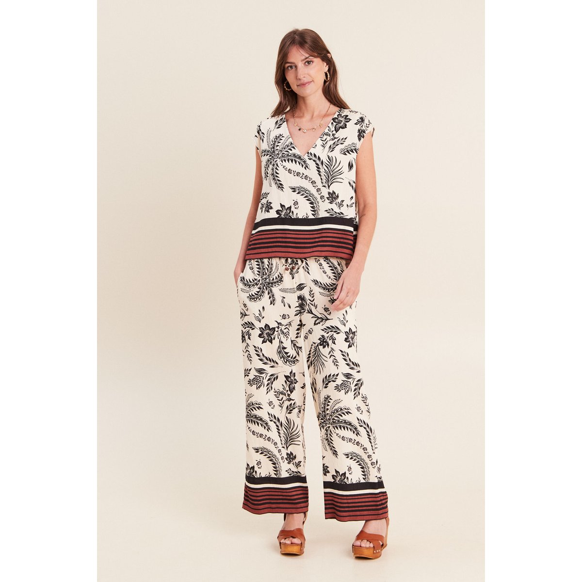Pantalon large taille haute noir, BREAL