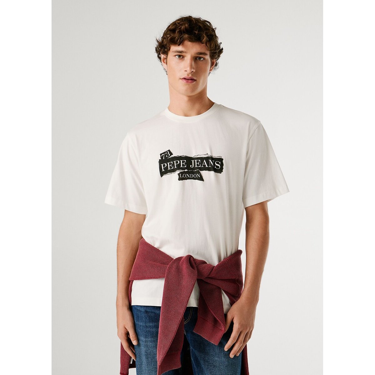 Griffin Logo T-Shirt with Short Sleeves white, PEPE JEANS