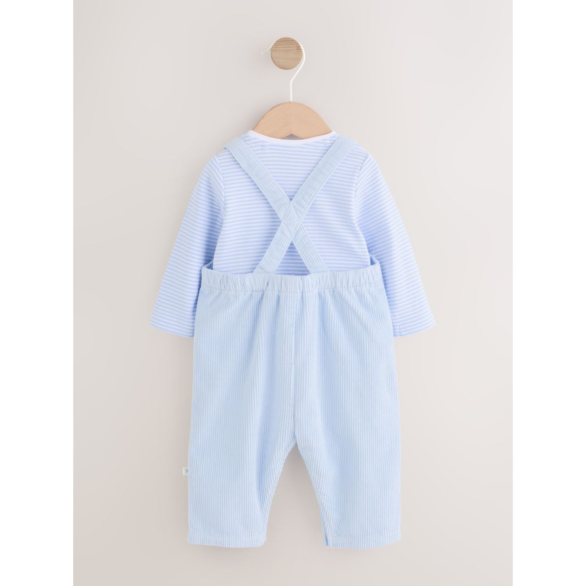 Salopette unie en velours côtelé et body bébé bleu, NEXT
