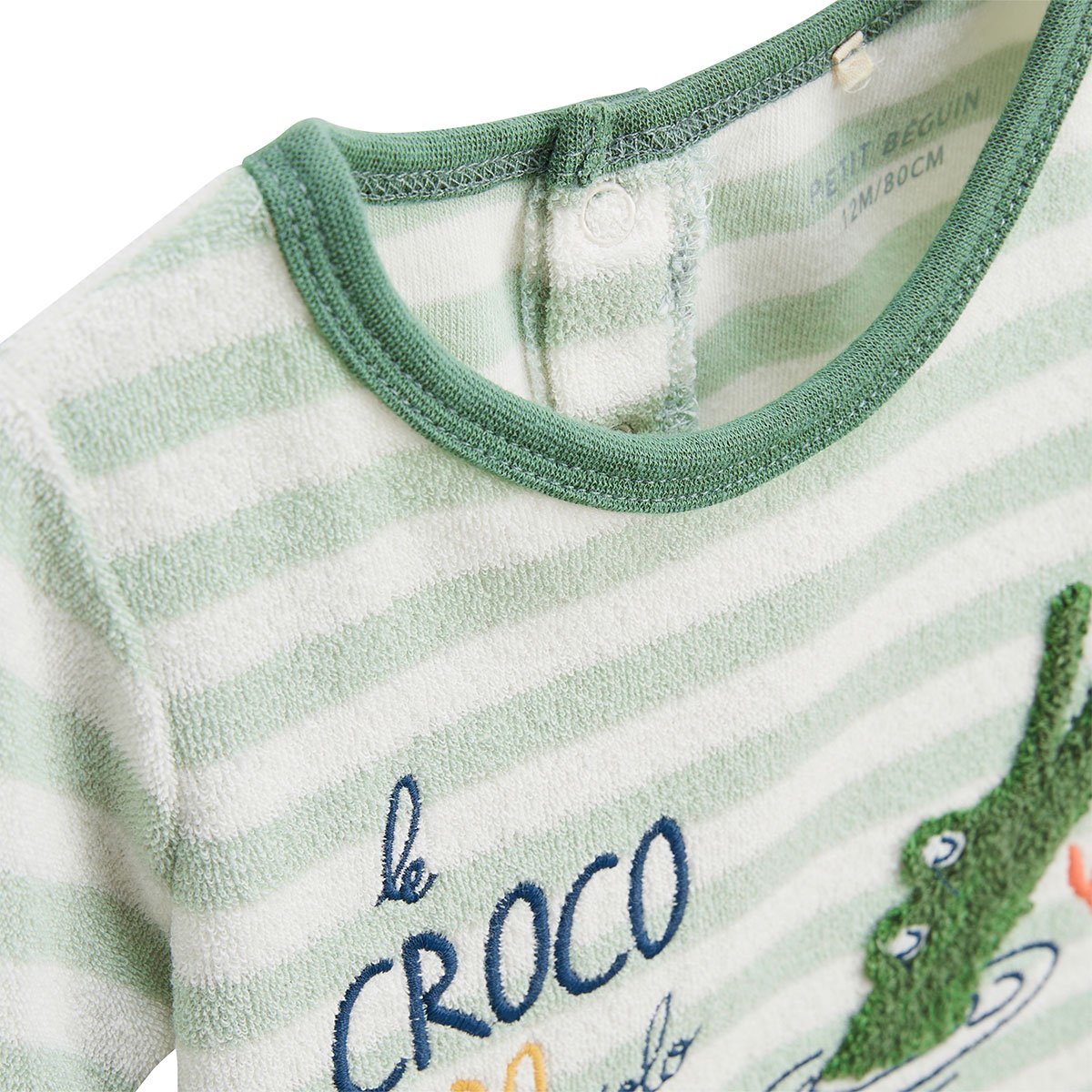 Ensemble enfant t-shirt et short en éponge Crocro rigolo kaki, PETIT BEGUIN
