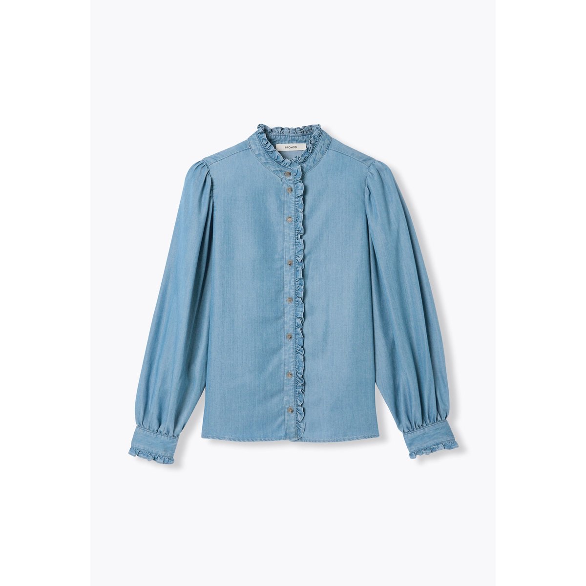 Chemise volantée en lyocell jean moyen, PROMOD