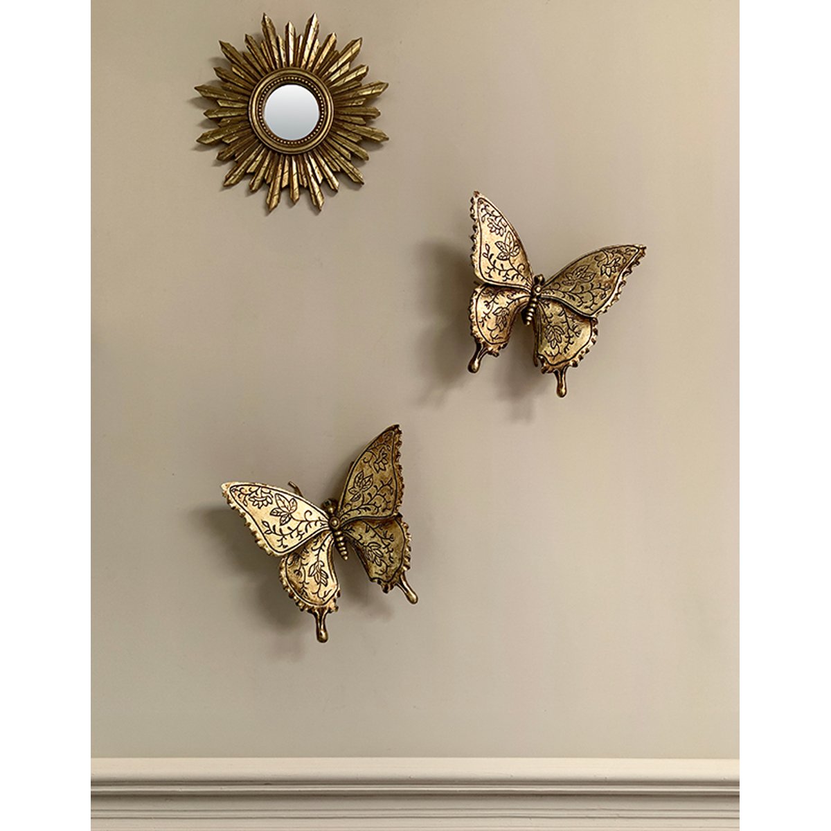 Lot de 2 déco murales papillons 14.2x13.3cm or, EMDE
