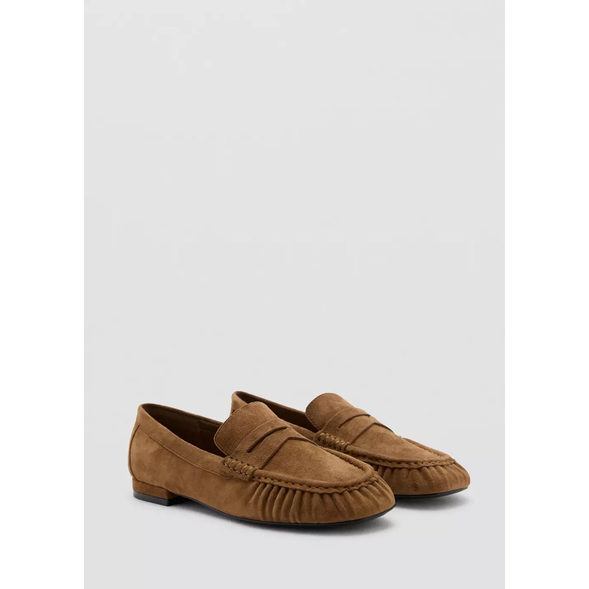 Mocassins suède détail en forme de masque tabac, MANGO