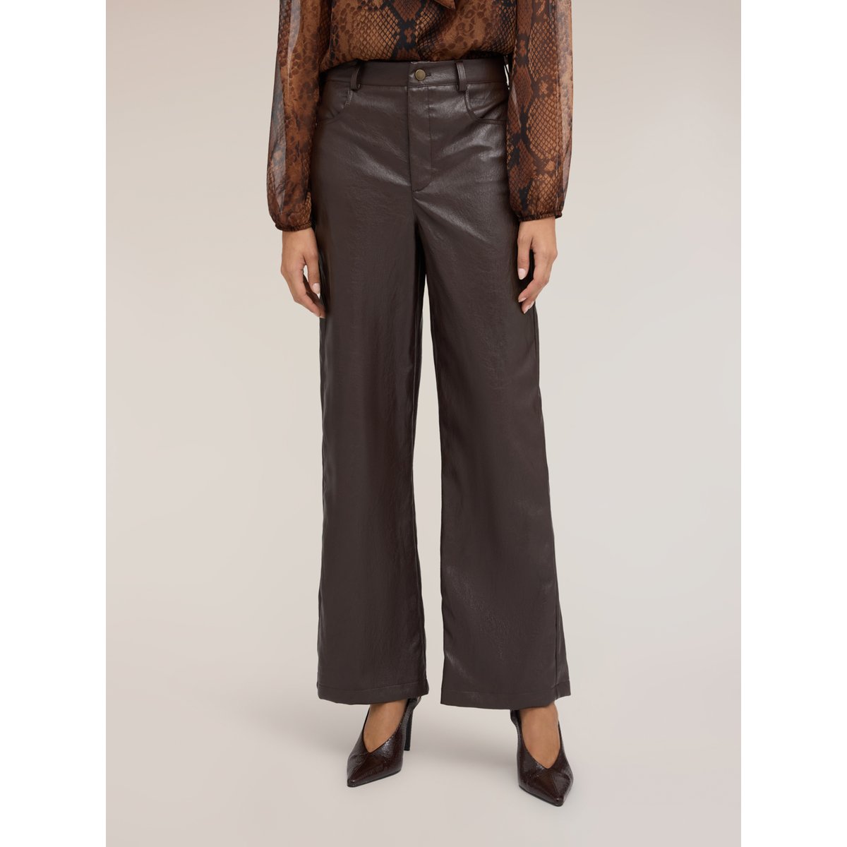 Pantalon palazzo brillant marron, MOTIVI