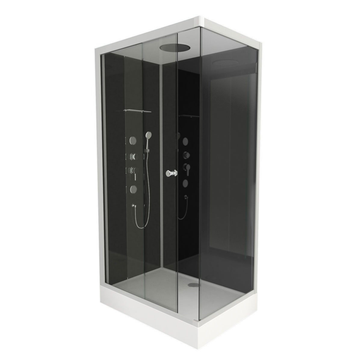 Cabine de douche avec système hydromassant gris clair, HOME MAISON