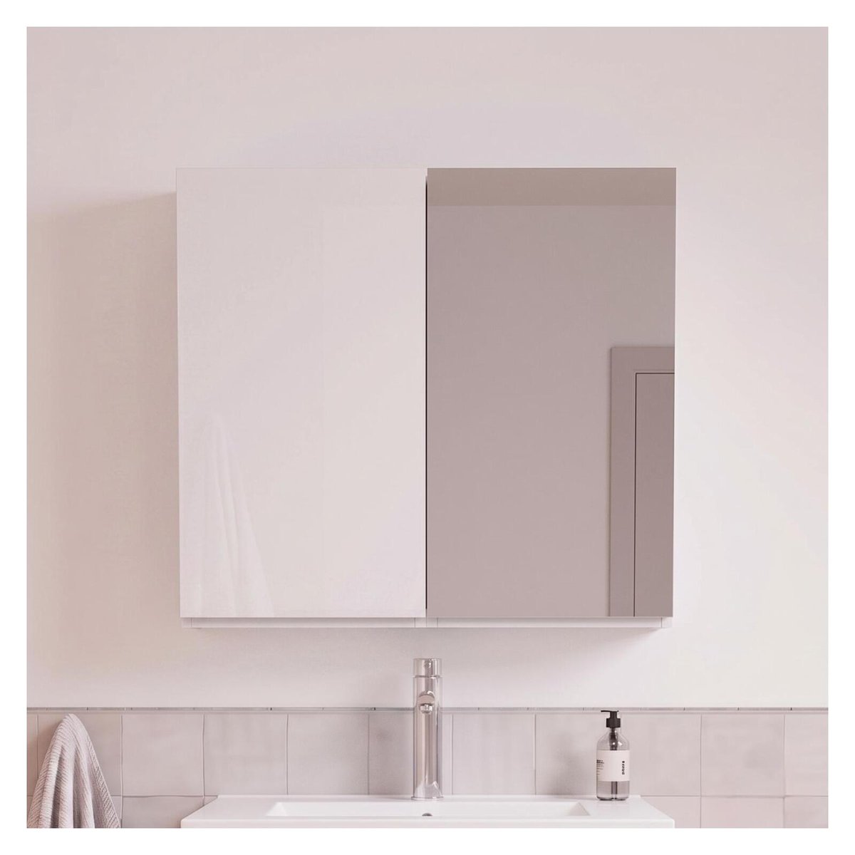 Armoire de toilette 60cm double porte avec miroir WILL blanc brillant, MOB IN