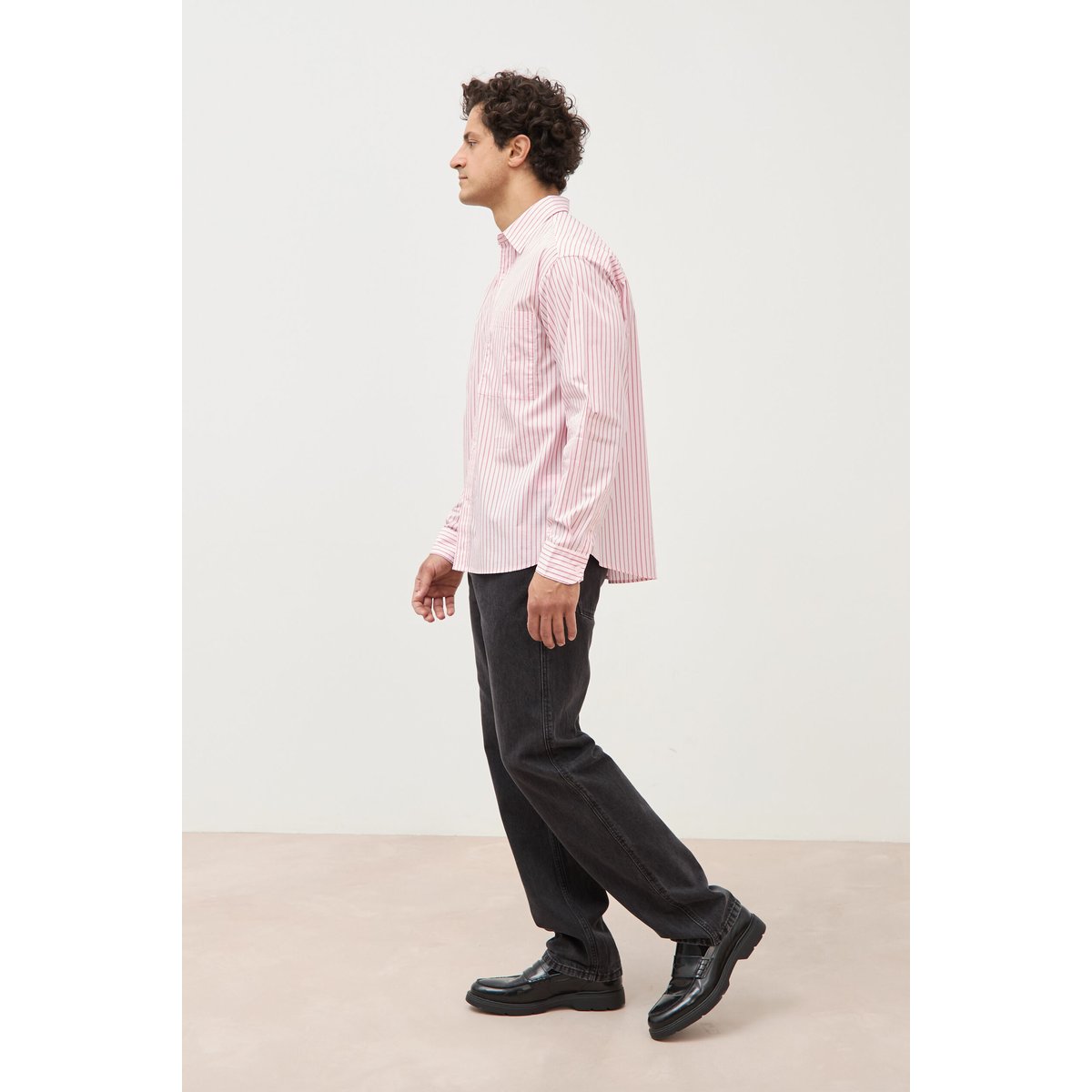 Chemise boyfriend en coton rose, BONOBO