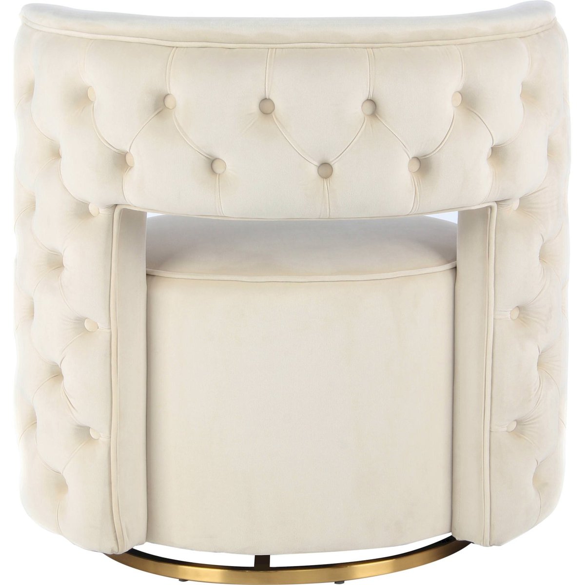 Fauteuil pivotant en velours rond crème et or doré, ARTE ESPINA