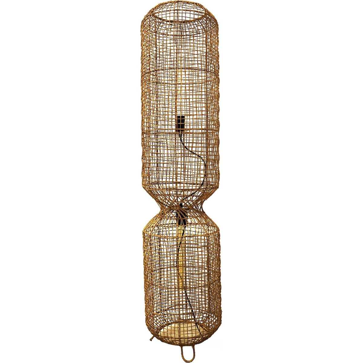 Lampadaire en rotin forme ronde rotin naturel clair, RECOLLECTION