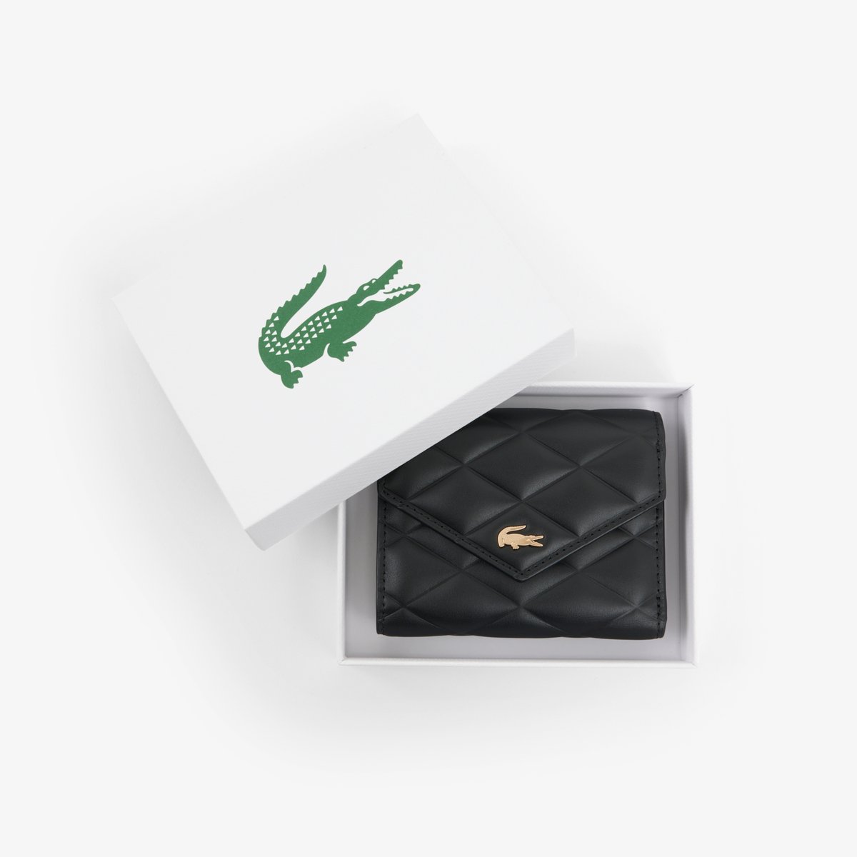 Portefeuille Crocodelle en cuir noir-000, LACOSTE