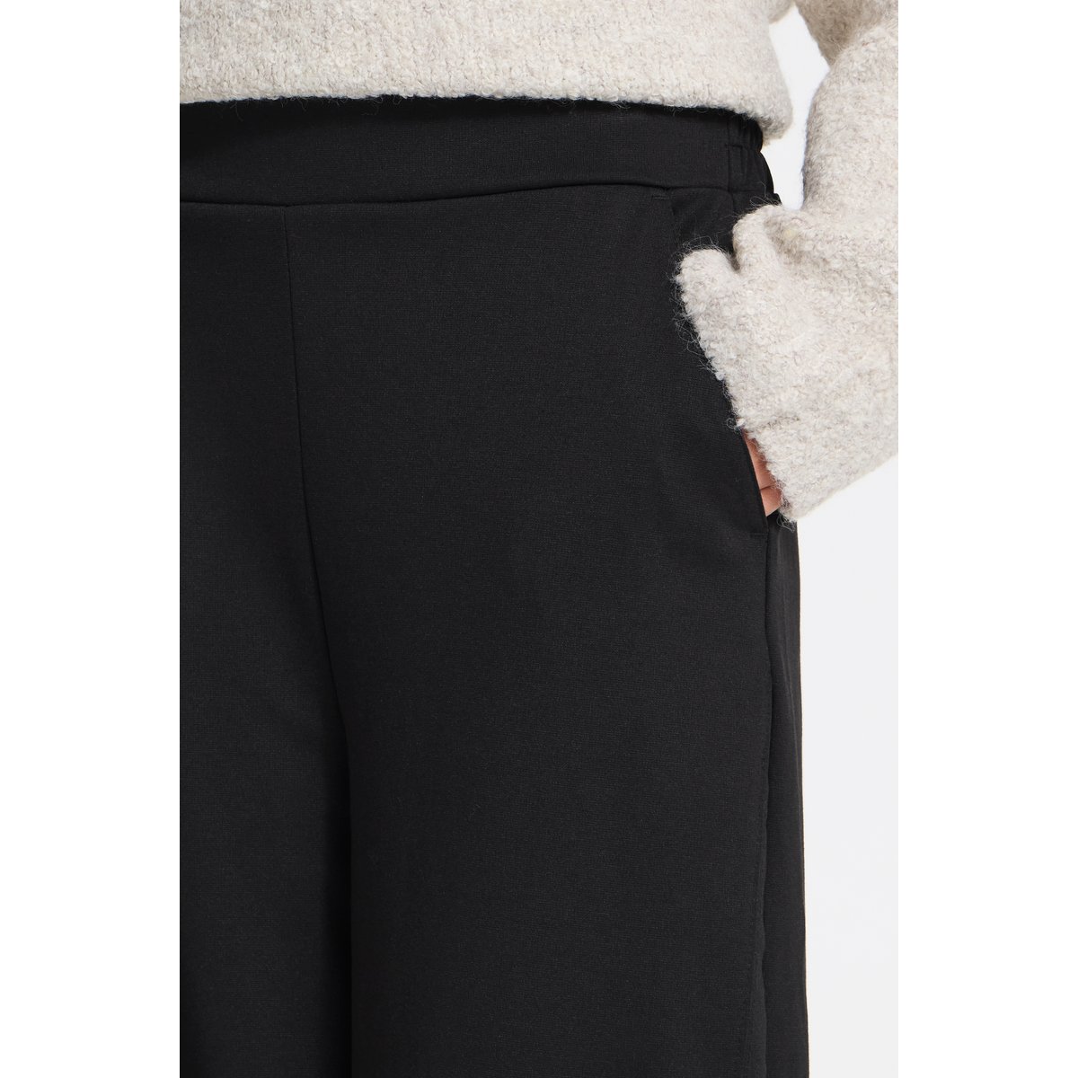 Pantalon coupe ballon, taille mi-haute noir, ICHI