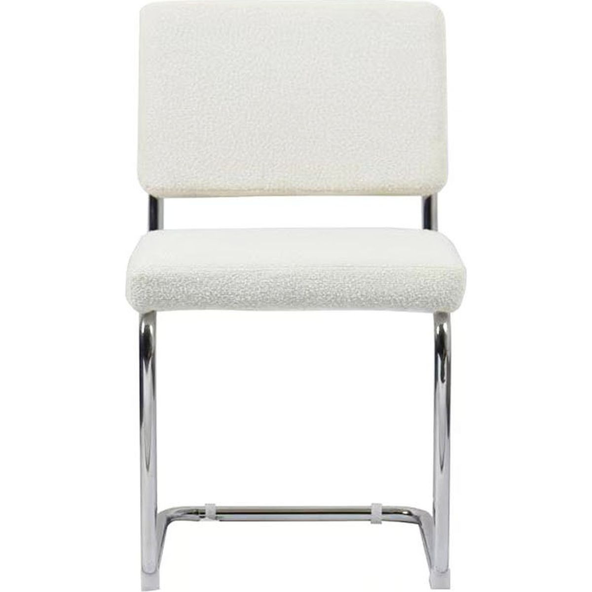 Lot de 2 chaises en tissu bouclé et métal chromé - DULCE ecru, HOMIFAB