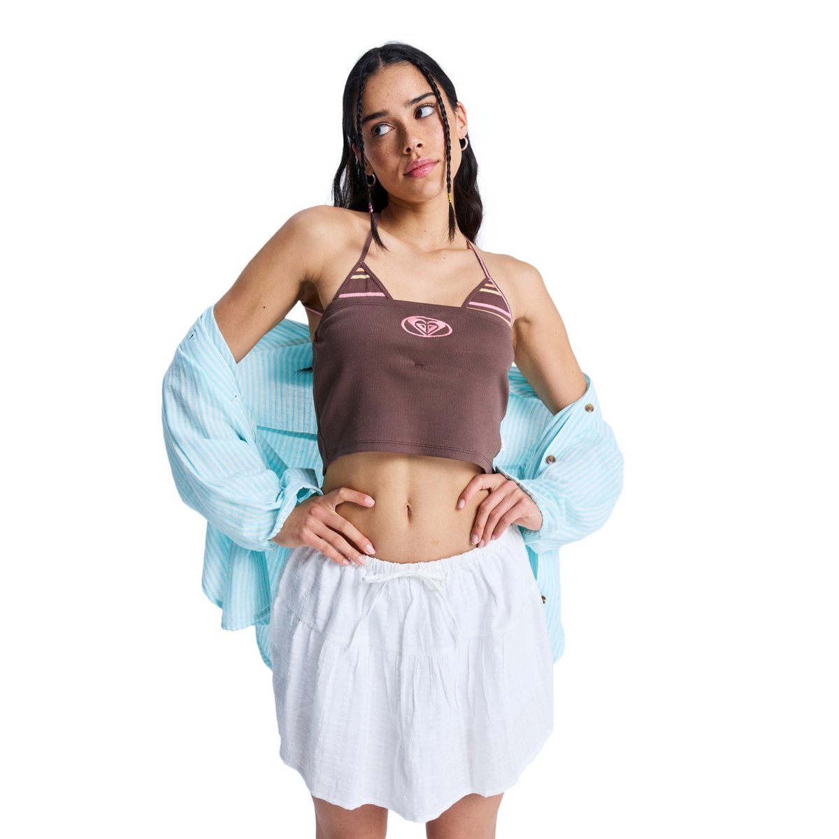 Haut dos nu SUNSET DRIVE HALTER. marron french roast, ROXY