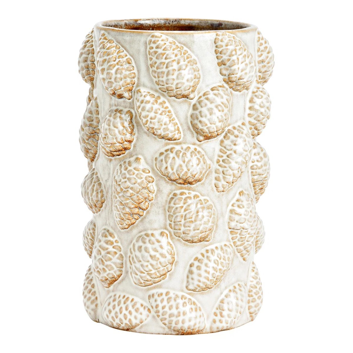 Vase pomme de pin en porcelaine beige, EDEN