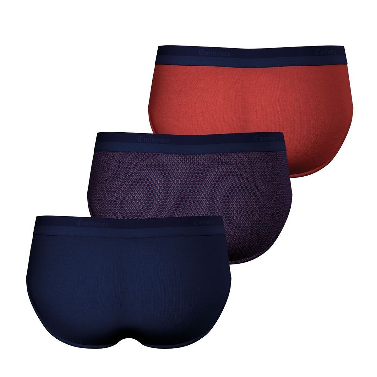 Lot de 3 slips premium Studio terracotta + bleu marine, EMINENCE