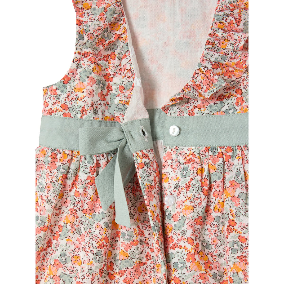 Robe bébé noeud ouverture dos multicolore, VERTBAUDET