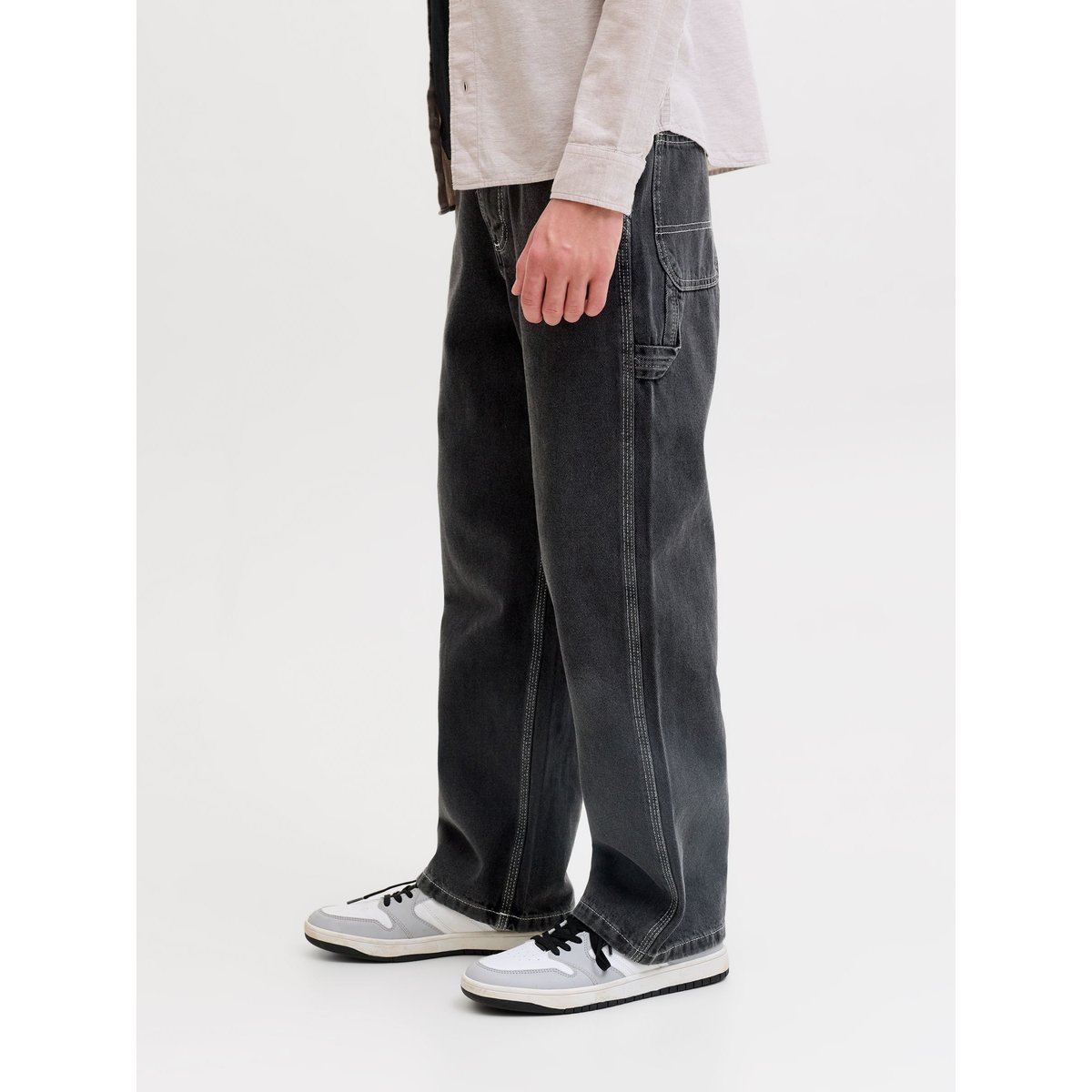 Jean Baggy Fit black denim 1, JACK & JONES JUNIOR